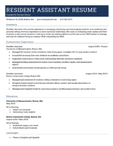 Resident Assistant Resume Example - Resident Assistant Resume 1 232x300 