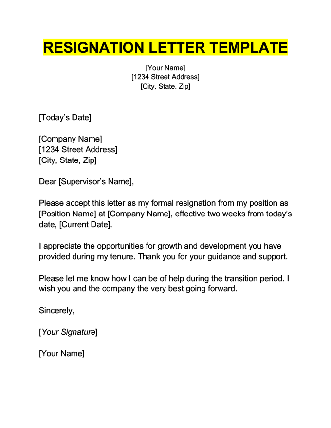 Effortless Resignation Letter Guide Expert Tips 2024   Resignation Letter Template 