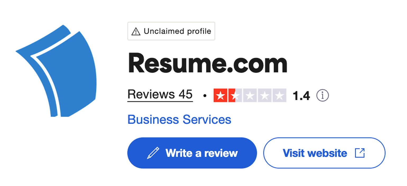 an image of resume.com customer reviews