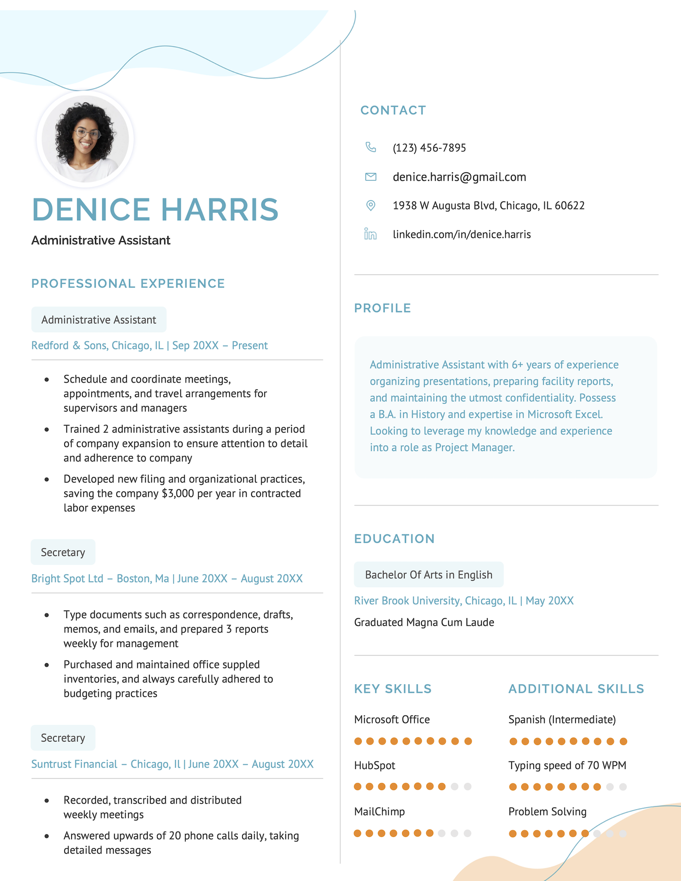 A two-column resume design template.