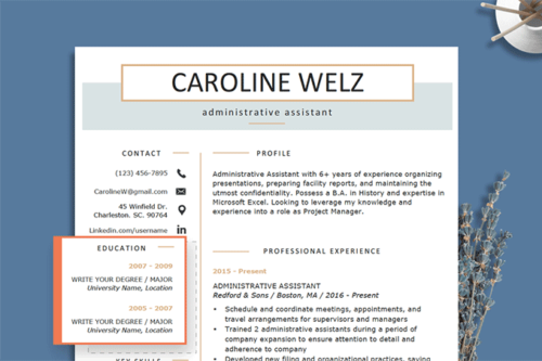 resume examples of education section