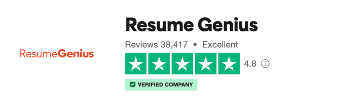 A screenshot showing Resume Genius' rating on Trustpilot.