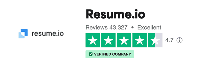 Image of the resume.io reviews from Trustpilot.