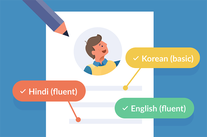 An example of different resume language skills