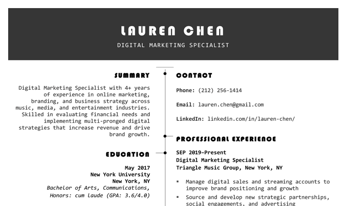 Example of a common resume mistake - a resume that uses obscure and difficult-to-read fonts.