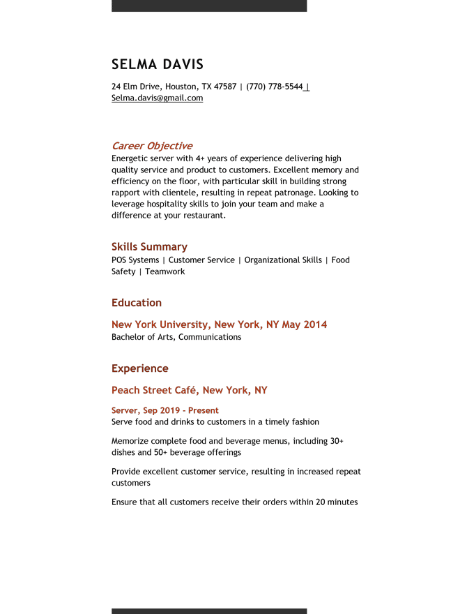 Example of a resume with poor formatting, a common resume mistake.