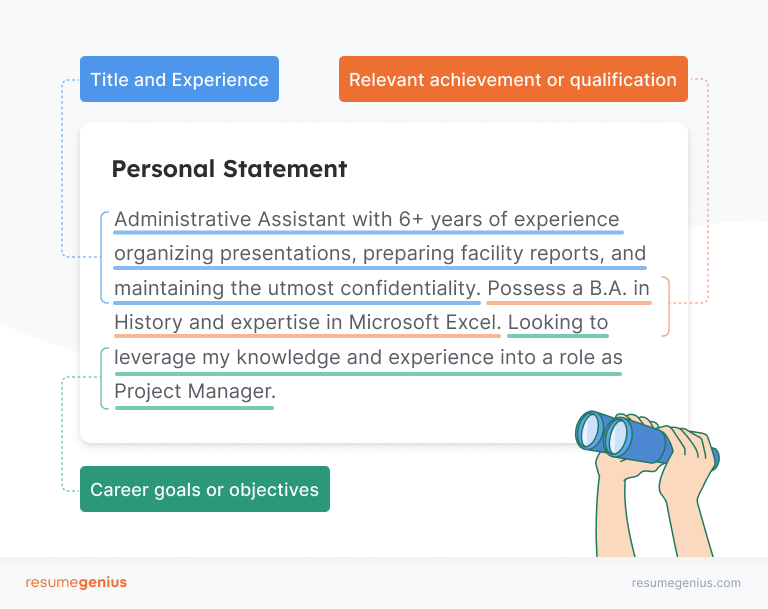 A breakdown of how to write a personal statement for a resume that highlights your experience and achievements.