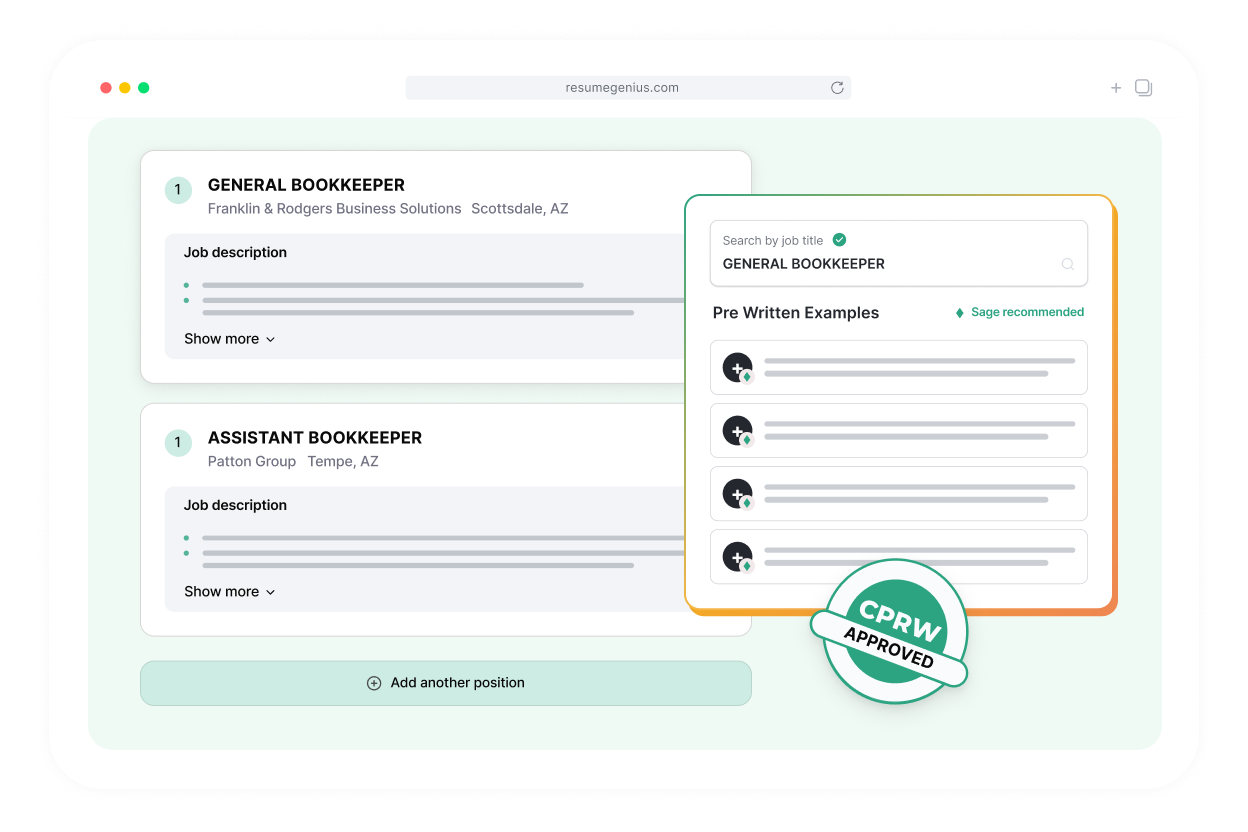 A resume being optimized for ATS software using the Resume Genius resume builder