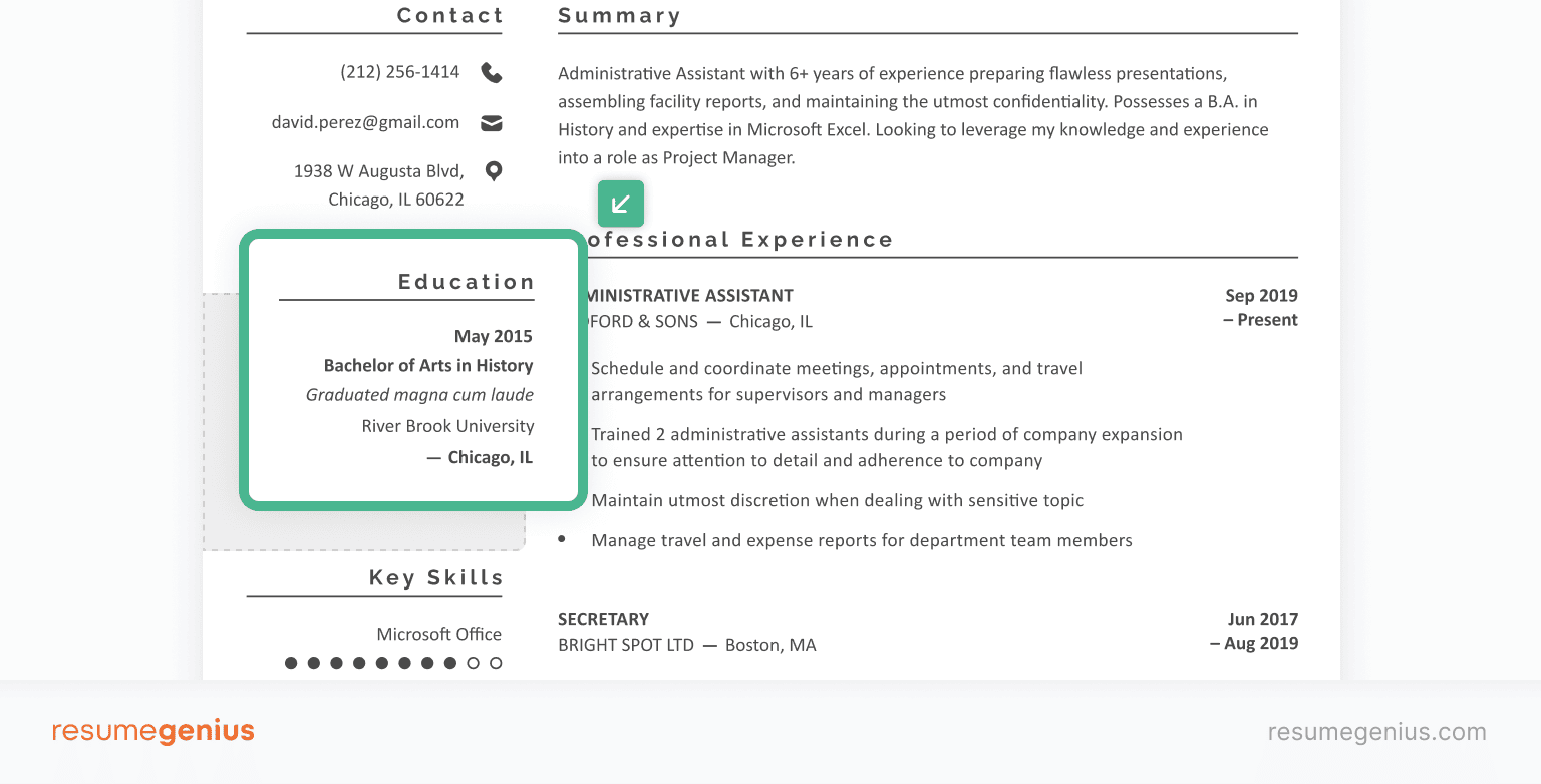 An example of the education section of a resume