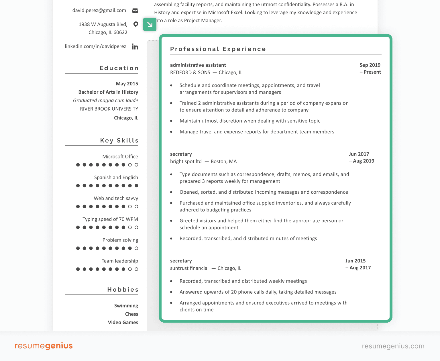 An example of how to write the experience section of your resume
