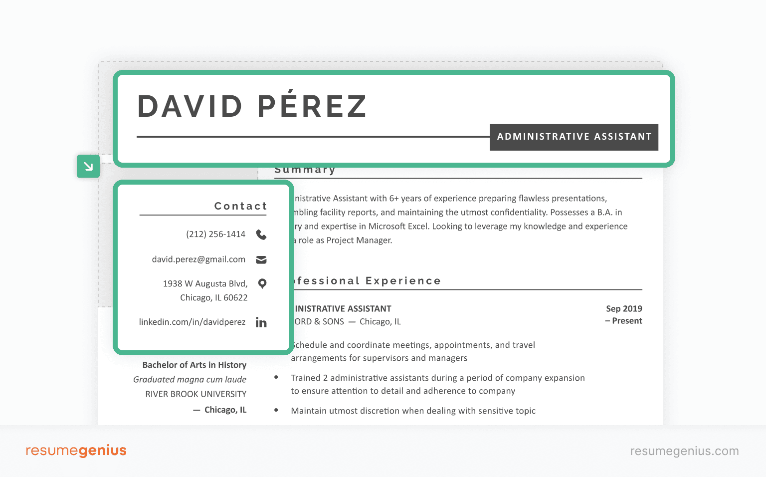 An example of how to write a resume header