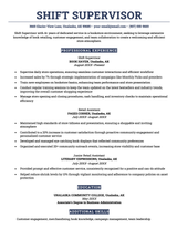 A retail resume example in a navy blue color scheme with sections demarcated by solid blocks of color.