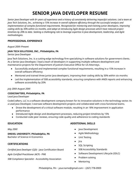 6 Java Developer Resume Samples and Templates for 2024