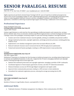 Senior paralegal resume example and template