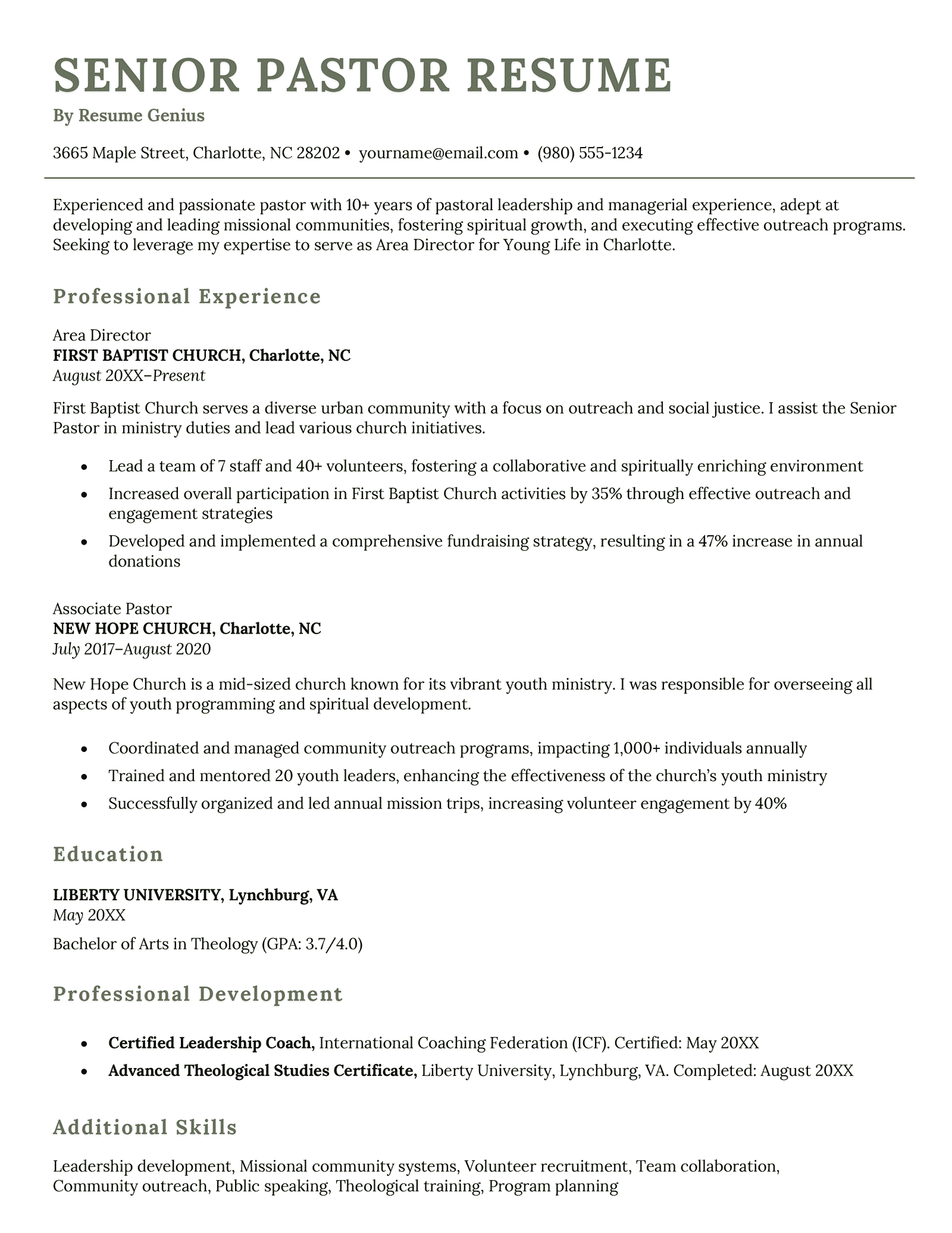Pastor Resume Examples PDF amp - Senior Pastor Resume Example Free Download