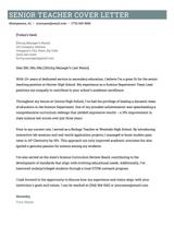 An experienced teacher cover letter with a turquoise header.