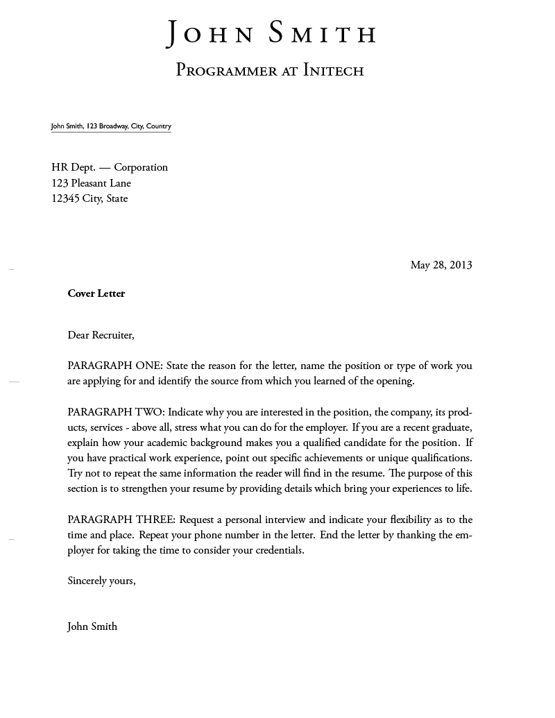 An image of the Short Stylish LaTeX cover letter template