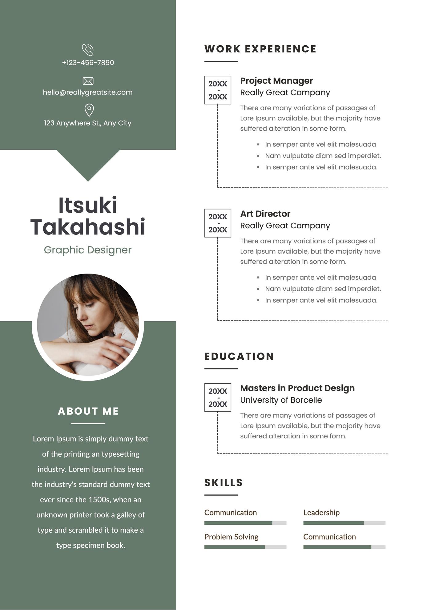An infographic resume template with a simple design.