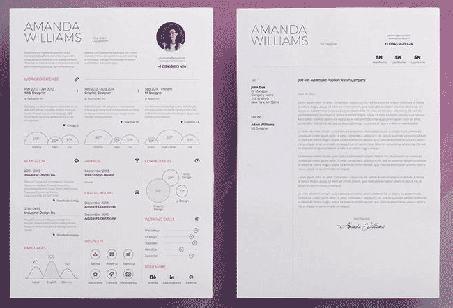 Infographic resume template with matching cover letter.