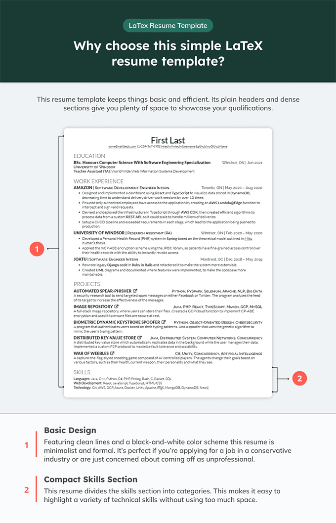 Un exemple de modèle de CV LaTeX simple