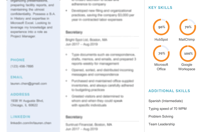 An example of how to make a resume with skill levels.