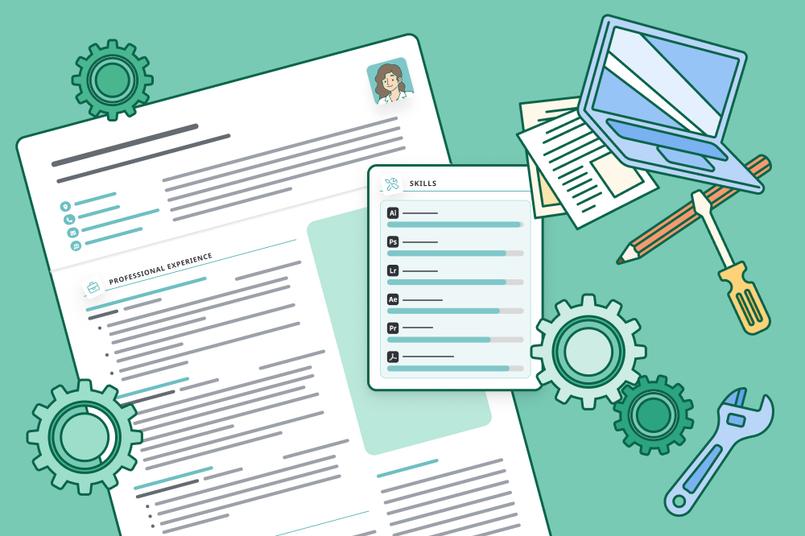 A resume with skill levels highlighted.