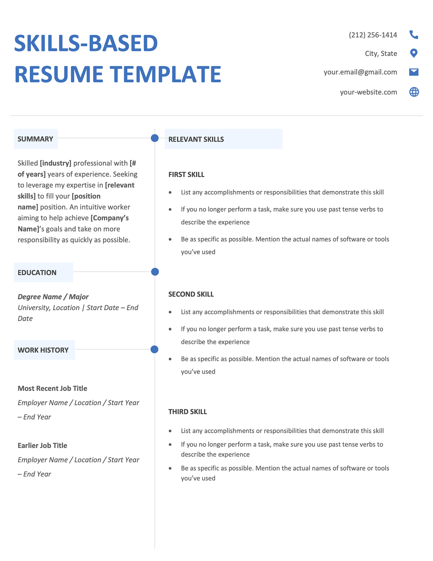 A skills-based resume template.