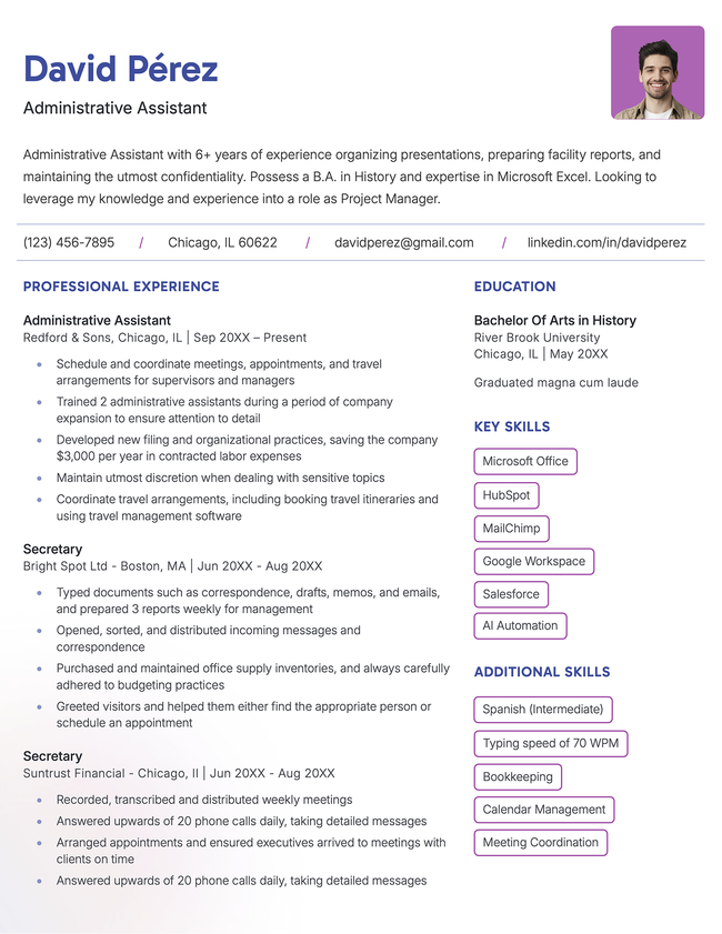 The 'Slate' resume template in pink with two columns, a photo, and subtle shading in the lower left-hand corner.
