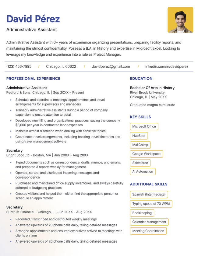 The 'Slate' resume template in yellow with two columns, a photo, and subtle shading in the lower left-hand corner.