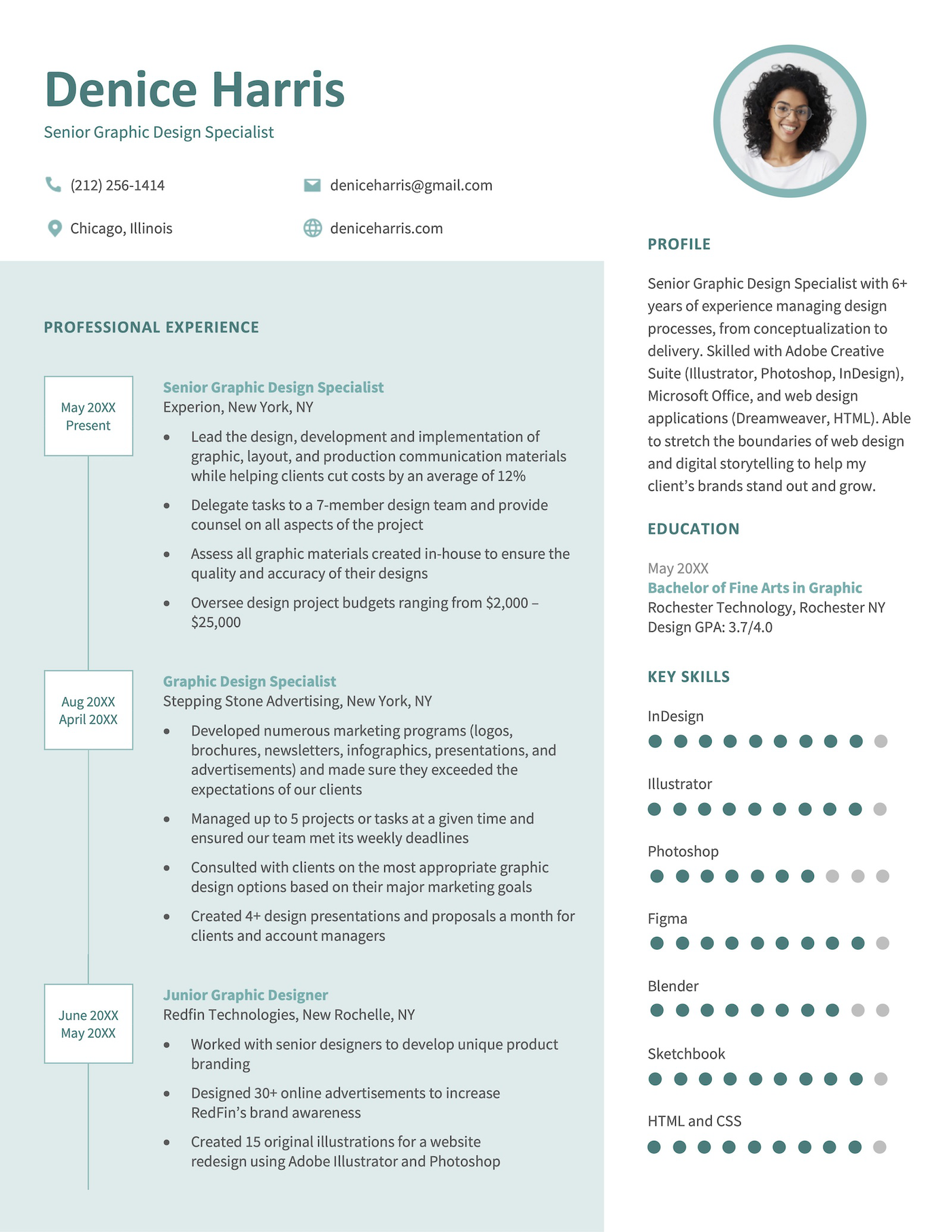 A sleek and subtle visual resume template.