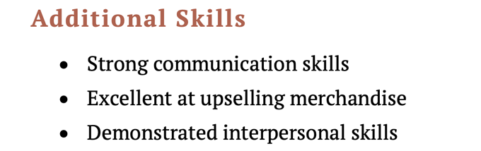 Soft skills in the skills section of a resume