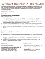 An example resume for a software engineering internship.