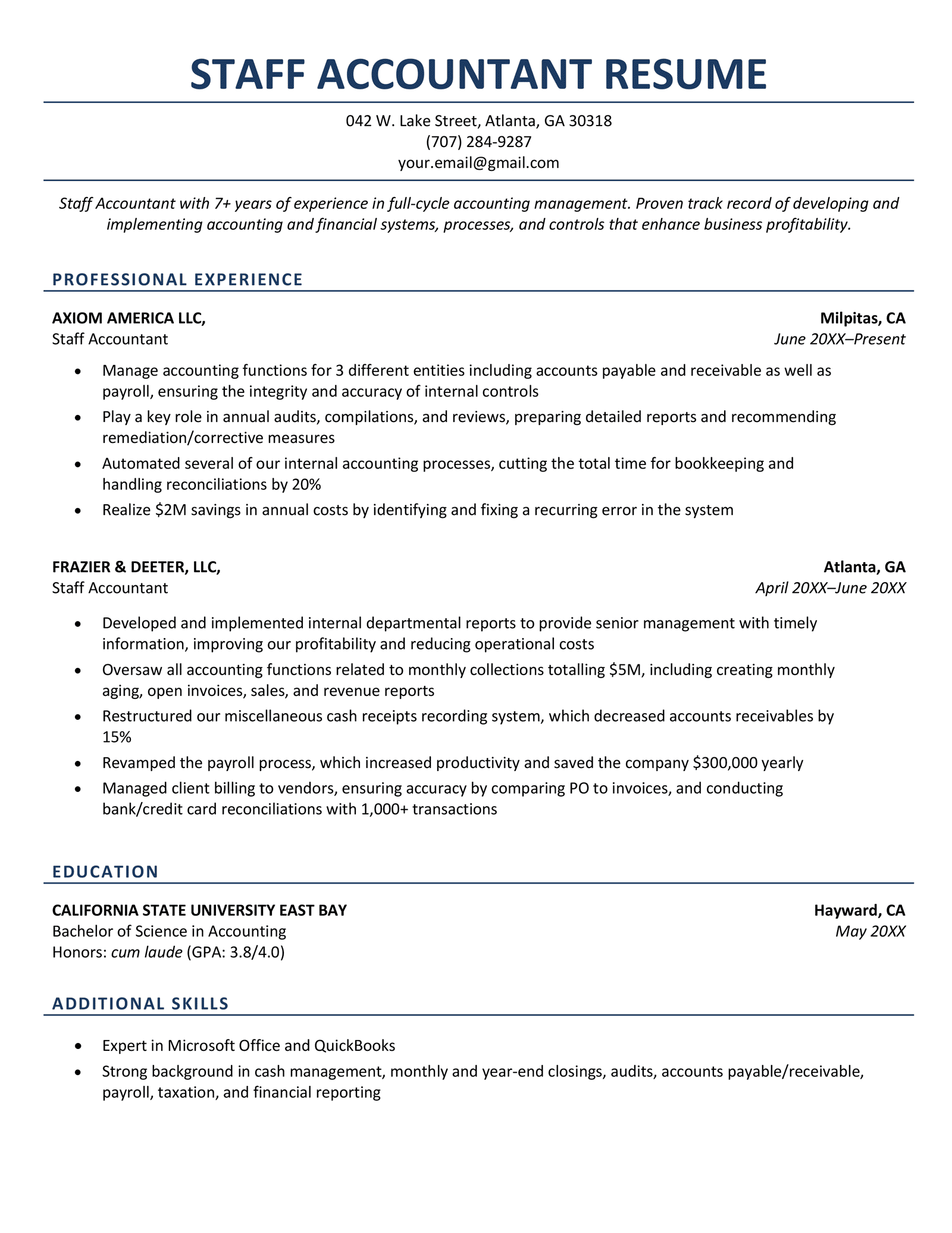 Accounting Resume Key Words