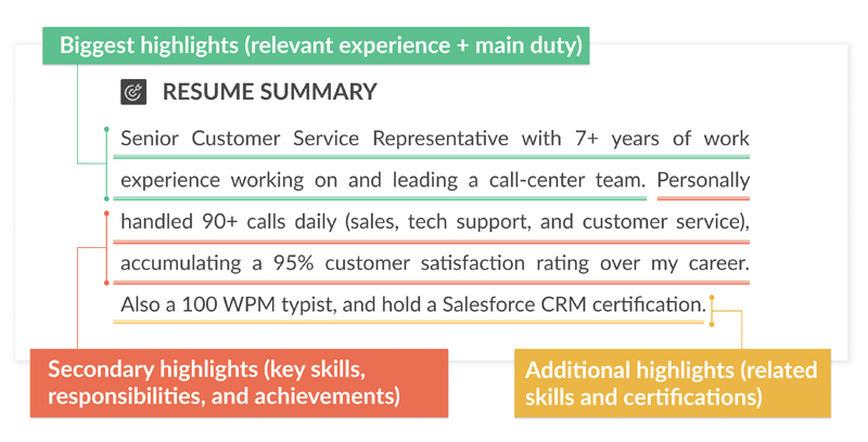 An example of a standout resume summary