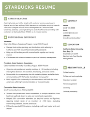 Starbucks Resume Sample