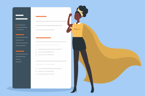 Graphic depicting a job seeker feeling good about how they incorporated strengths on their resume.
