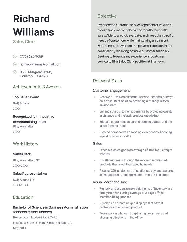 The Strong functional resume template in green.
