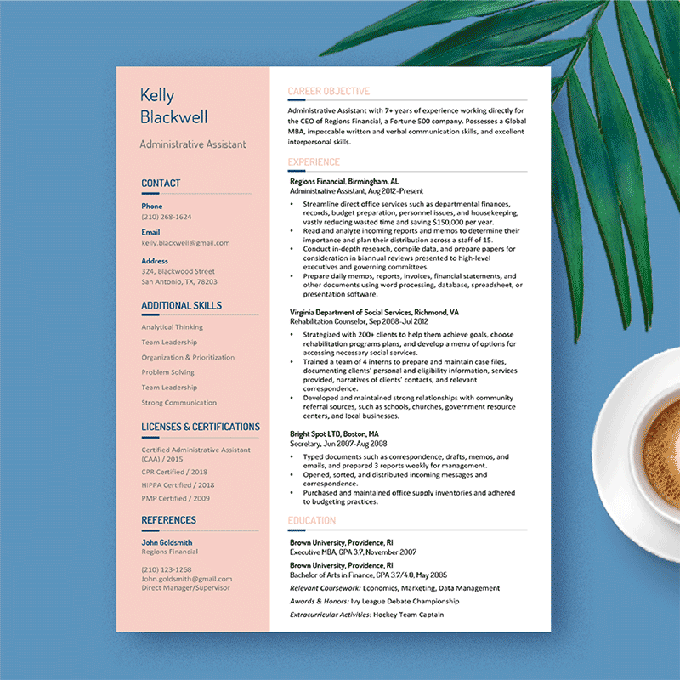 An example of a trendy resume design template