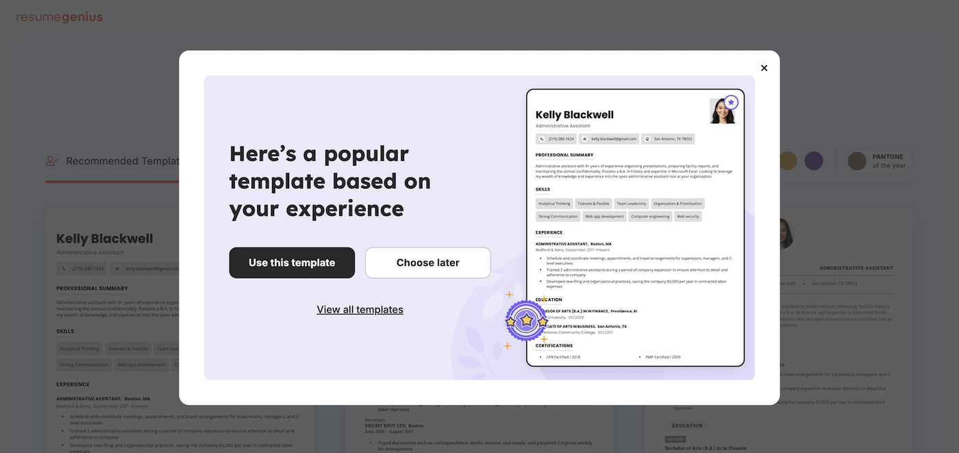 Resume Genius builder
