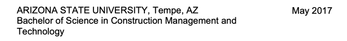 example of a superintendent's resume education section