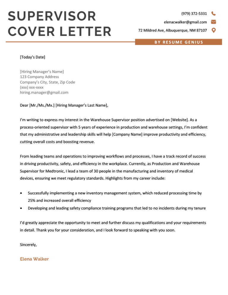 tutoring supervisor cover letter