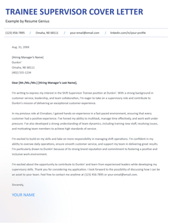 A trainee supervisor cover letter example.
