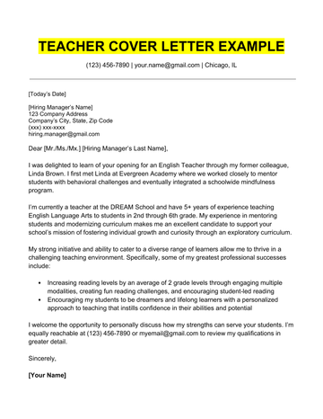 Teacher Assistant Cover Letter Sample for Download