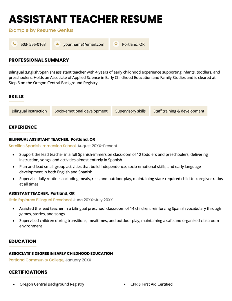 25 Teacher Resume Examples & Text Templates for 2026