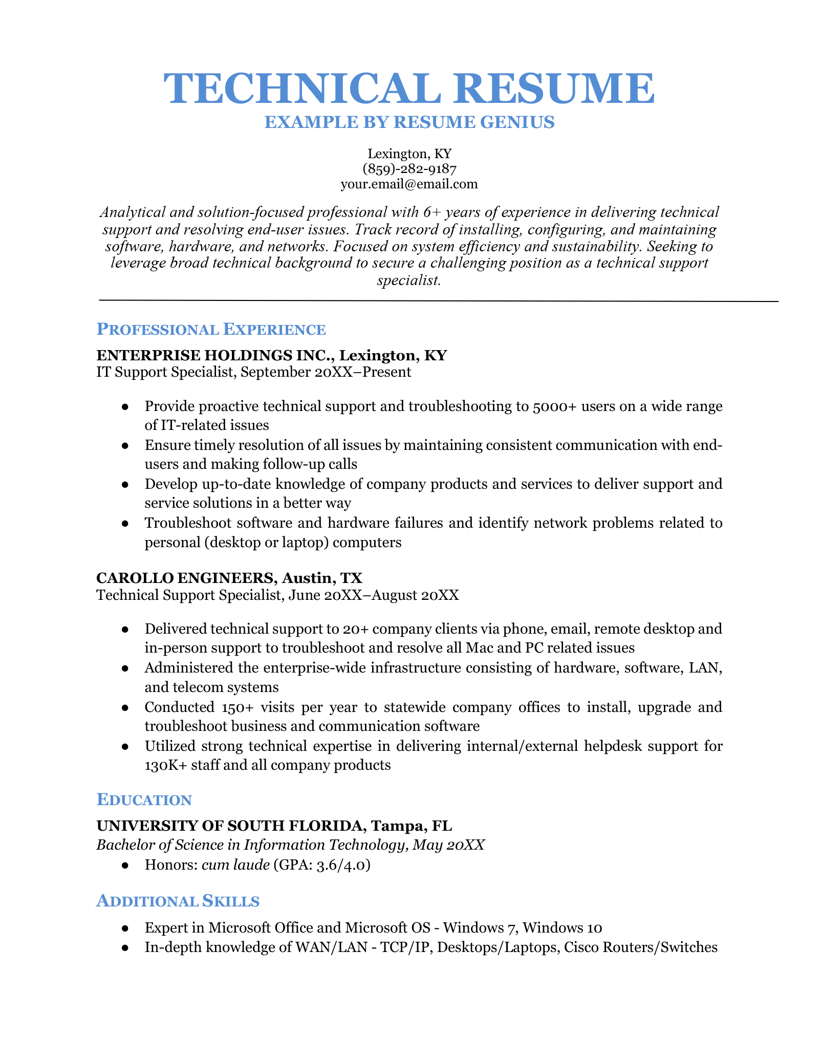 3 Technical Resume Examples &amp; Writing Guide for 2025