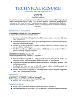 An example of a technical resume