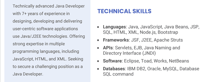 Example of a technical skills for your resume in a section. 