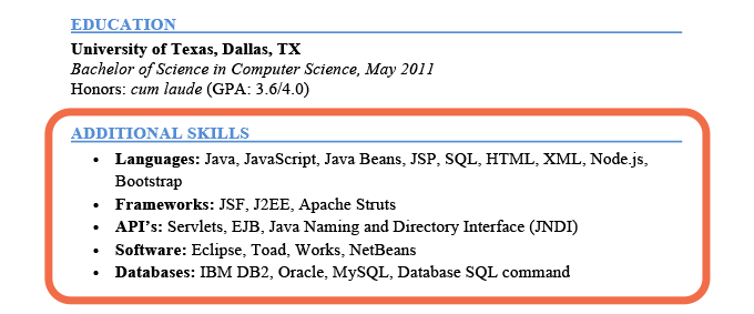 An example of technical skills listed on a resume