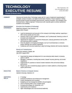 Technology executive resume example and template