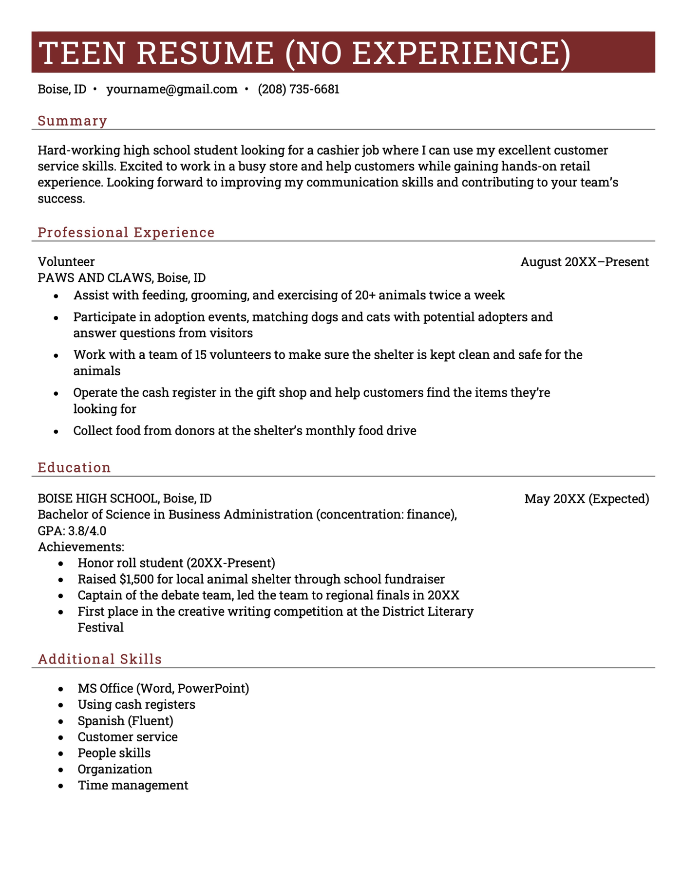 Teen Resume Examples &amp; Writing Tips